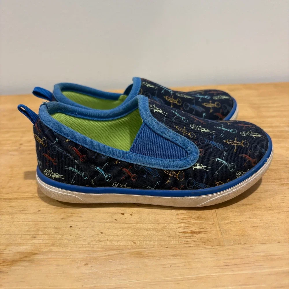 Livie & Luca Stick Figure Canvas Slip On Sneakers Kids Navy Blue‎ size 8 Toddler